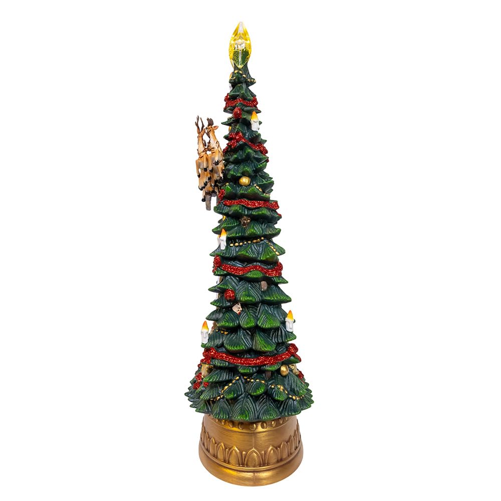 Kurt Adler Cimier de Sapin de Noël et cerf avec éclairage USB à LED Fonctionnement à Piles 34 cm
