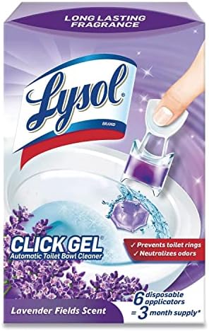 Lysol Click Gel Automatic Toilet Bowl Cleaner, Gel Toilet Bowl Cleaner, For Cleaning and Refreshing, Lavender Fields, 6 Applicators
