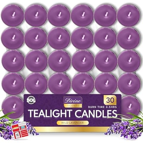SOL 30pk Lavender Scented Tea Light Candles Cover