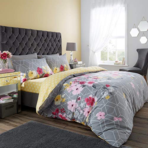 Gaveno Cavailia Juego edredón con Funda de Almohada, Reversible, polialgodón, Color Livia, algodón poliéster, Florencia Gris, Matrimonio