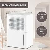 GiantexUK 12L/Day Dehumidifier, Low Energy Dehumidifier with 3 Model, Digital Display, Drain Hose, Auto Defrost, 2.1L Water Tank & 24H Timer, Portable Air Dryer for Home Basement Office - Image 6