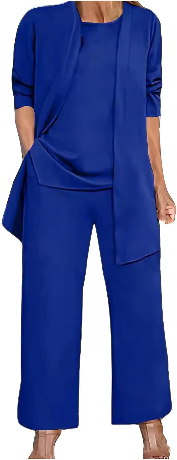 Mother of The Bride Pant Suits 3Pcs Elegant Wedding Formal Outfit Set Evening Gown for Women