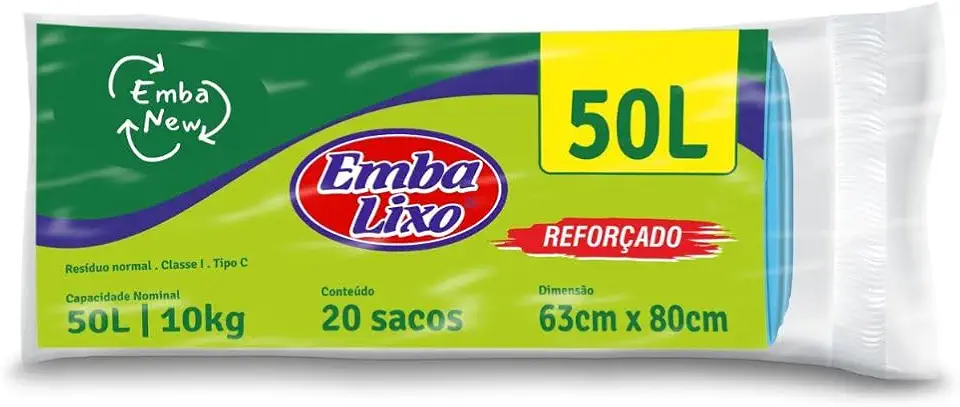 Embalixo Saco Lixo Wecycle Reforçado Azul 50 Litros Pacote De 20 Unidades