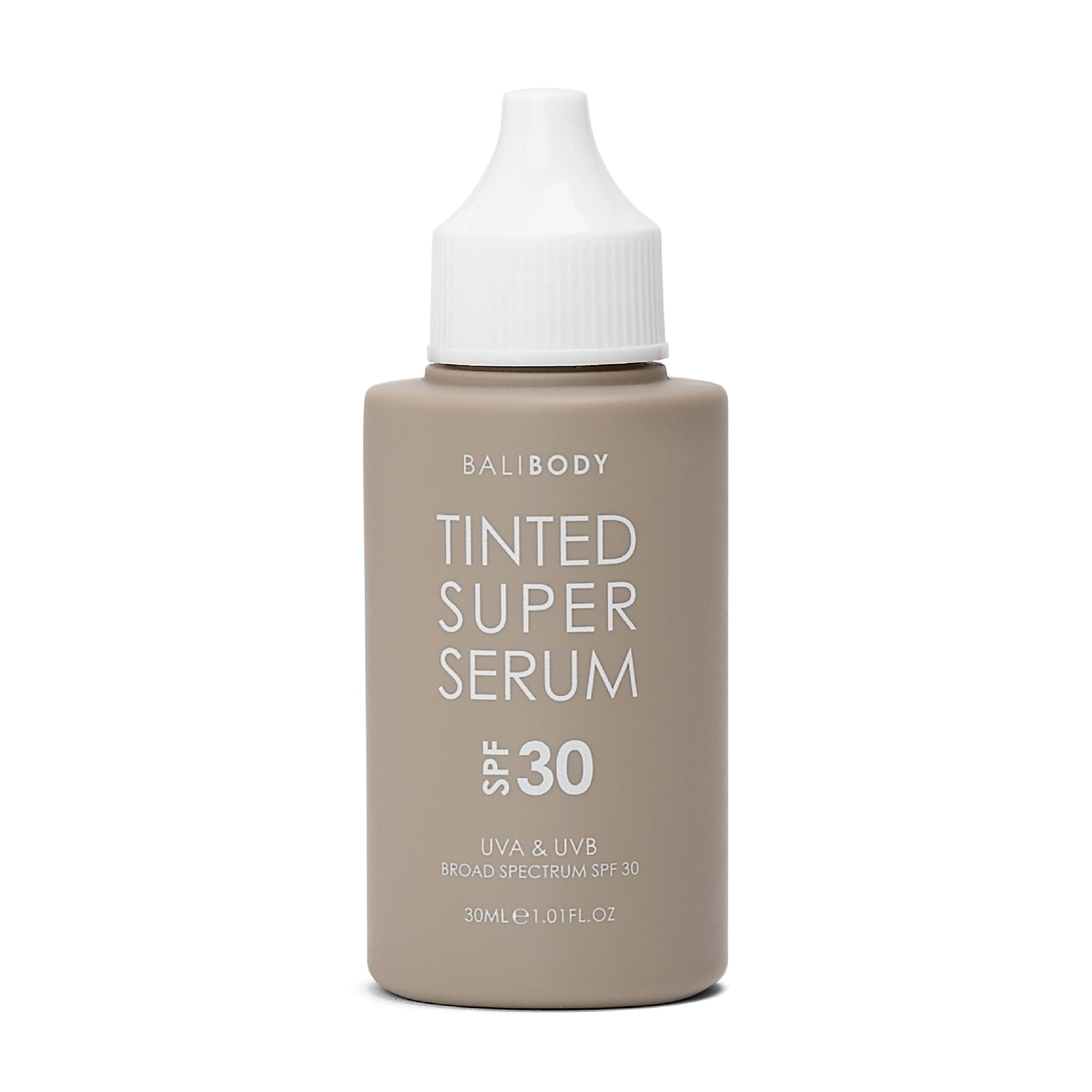 Bali Body Tinted Super Serum SPF30 | Tan Shade Daily Skincare for All Skin Types | Hyaluronic Acid Infused Skin Perfector for Glowing Skin | Vegan, Cruelty Free, Australian Made (30ml/1.01fl oz)