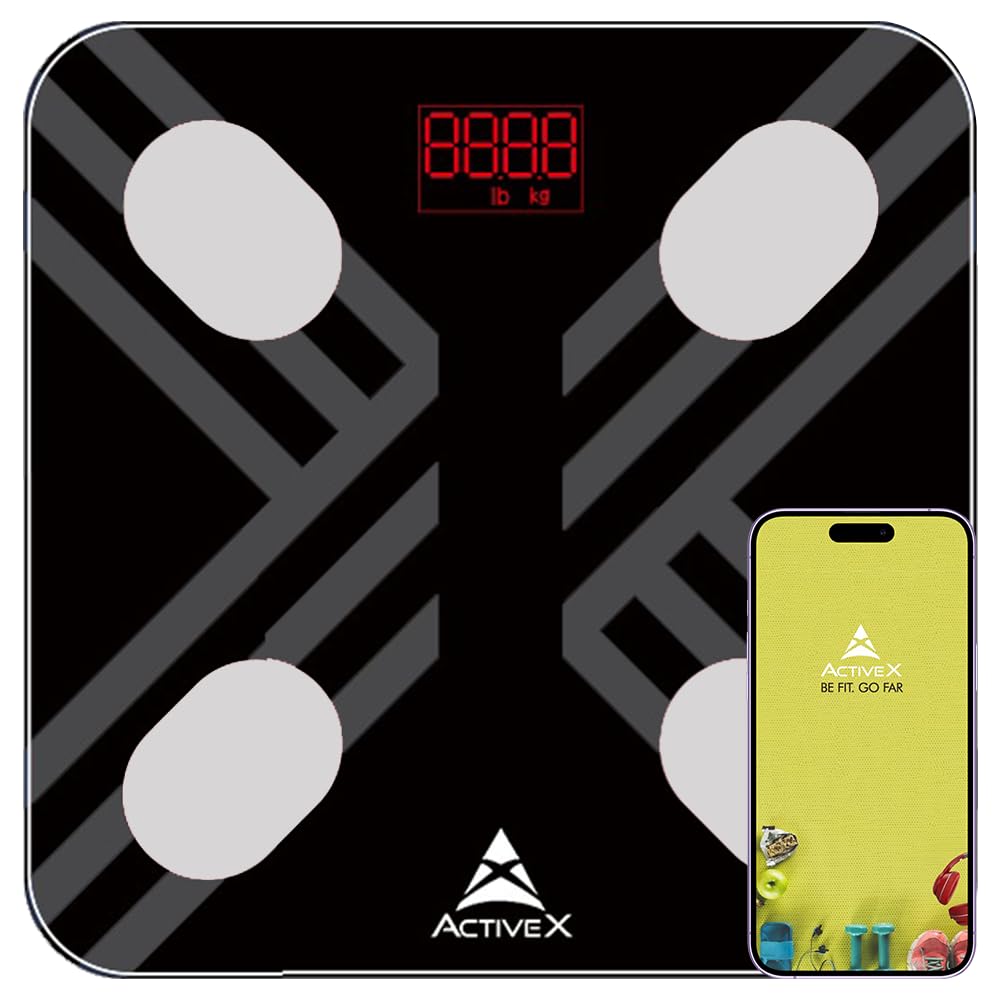 ActiveX (Australia) Savvy Plus Rechargeable Human Body Composition Weighing Scale | Free ActiveX App | Batteries Included | Tracks 13 Body Compositions| 1 Year Warranty