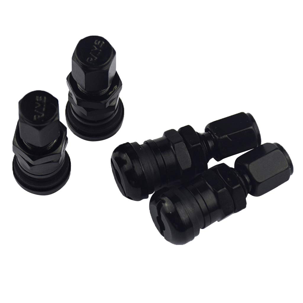 10 Satz von 4 x Aluminium Bolt-In Auto Tubeless Rad Reifen Ventil Vorbau Mit Staubkappe Schwarz