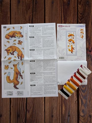 Image of RIOLIS - Foxes in Leaves 1879, Cross Stitch Kits 3 inch x9,5, Cross Stitch Kits for Beginners & Advanced, Crossstitching Kits Adult, Counted Stitching Kits, Embroidery Kit