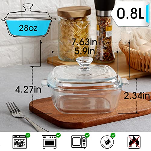 Nutriups Glass Casserole Dish With Lid Oven Safe Square Casserole Dish With Handles, Glass Microwave Bowl With Glass Lid Casserole Cookware (0.8L-Square) #TOP1