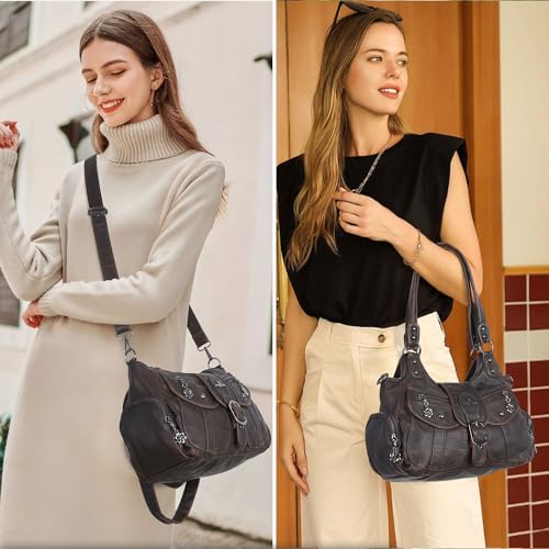 Image of Angel Kiss Hobo Bags for Women Vegan Leather Shoulder Purses and Handbags Ladies Roomy Tote Bags Purse with Crossbody Strap