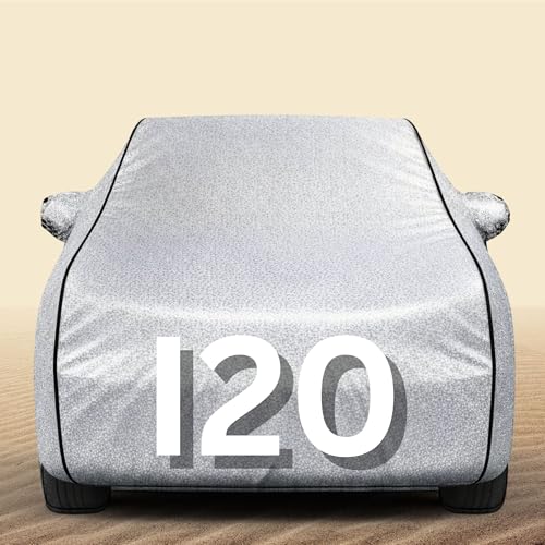 Image of 100% Waterproof I20 Car Cover Heavy Duty - Premium Polyester Car Body Cover, All Weather Outdoor Protection, UV Resistant, Dustproof, Windproof, Heat Resistant, Scratch Resistant (Silver)