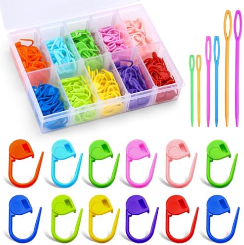 LUNARM 200 Pcs Stitch Markers for Crocheting, 10 Color Crochet St...