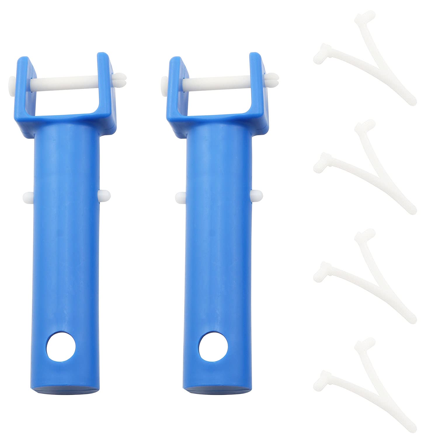 RLECS Vacuum Head Handle 2PCS Blue Color Vacuum Pool Brush Handle Universal Replacement Parts with V Clips and Pins for Swimming Pool Spa Vacuum