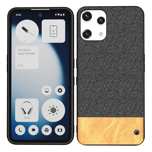 Image of Kapa Soft Fabric & Leather Hybrid Protective Back Cover for Nothing Phone 3A LITE | Shockproof Slim Hard Anti Slip Back Case (Black,Brown)