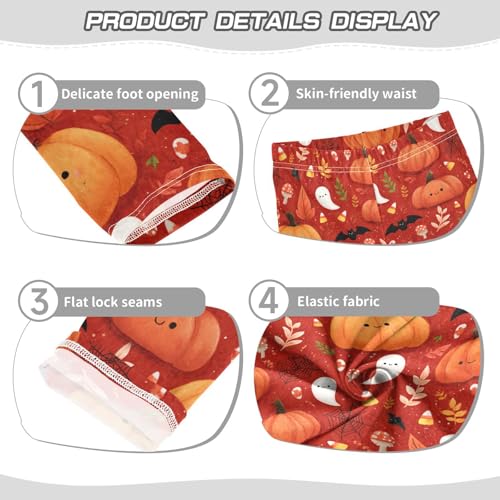 Girls Leggings Halloween Ghost Pumpkin Kids Length Leggings Pants Toddler Athletic Soft Red Tights Trousers 4T3