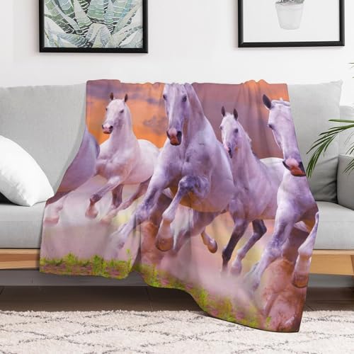 Couverture polaire cheval blanc de haute qualité pour lit de chambre