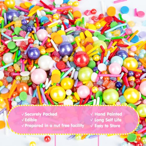 Image of Edible Rainbow Pearl Sprinkles,Colorful Pearls Sprinkle for Cake Decorating