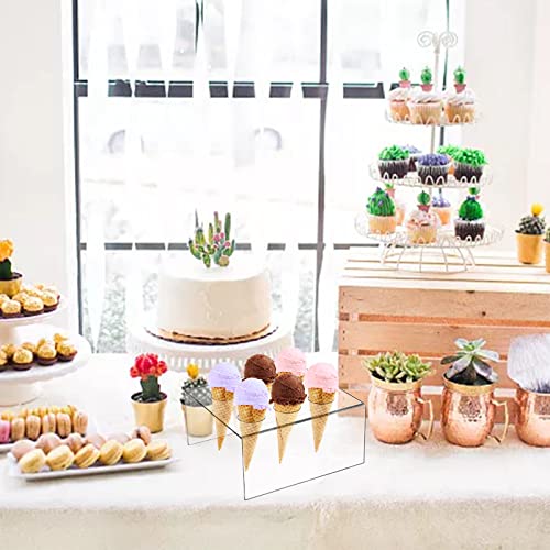 Hedume 2 Pack 6 Holes Acrylic Ice Cream Cone Holder Stand, Clear Ice Cream Crisp Tube Cone Display, Cupcake Stand, Acrylic Cone Holder For Wedding, Baby Shower, Birthday Party, Anniversary, Christmas #TOP4