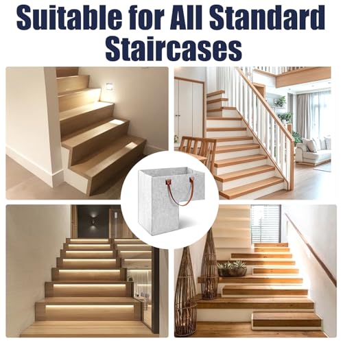 Treppenkorb Stufenkorb, Faltbar Treppen Organizer Korb, Treppenkorb mit Griffen, Große Treppenkörbe L-Form, Filzstoff Treppenkörbe, Treppentasche, für Wäsche Spielzeug Haushaltsgegenstände (Grau)