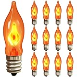 Konictom Flickering Flame Light Bulbs 1W, C7 E12 Incandescent (12 Pack), UL Listed 2200K Orange, Candelabra Bulbs for Window Candles, Chandeliers, Halloween Night Lights, C7 String Light Replacement