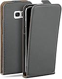 moex Flip Hülle für Samsung Galaxy S7 Edge Hülle klappbar mit 360 Grad Schutz, Handyhülle mit Bildschirmschutz, PU Leder Handytasche Lederhülle, Flip Hülle Cover Klapphülle, Grau