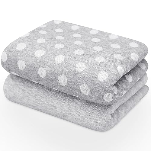 Image of BlueSnail Baby Soft Silky Knitting Swaddle Blanket, Receiving Blanket for Boys and Girls 2pk, Newborn Essentials Must Have. (Dots+Grey)