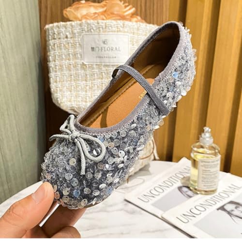 Girls Sparkly Sequin Mary Jane Dress Shoes Bowknot Princess Ballerina Flats for School Wedding Party (Toddler/Little Kid)4