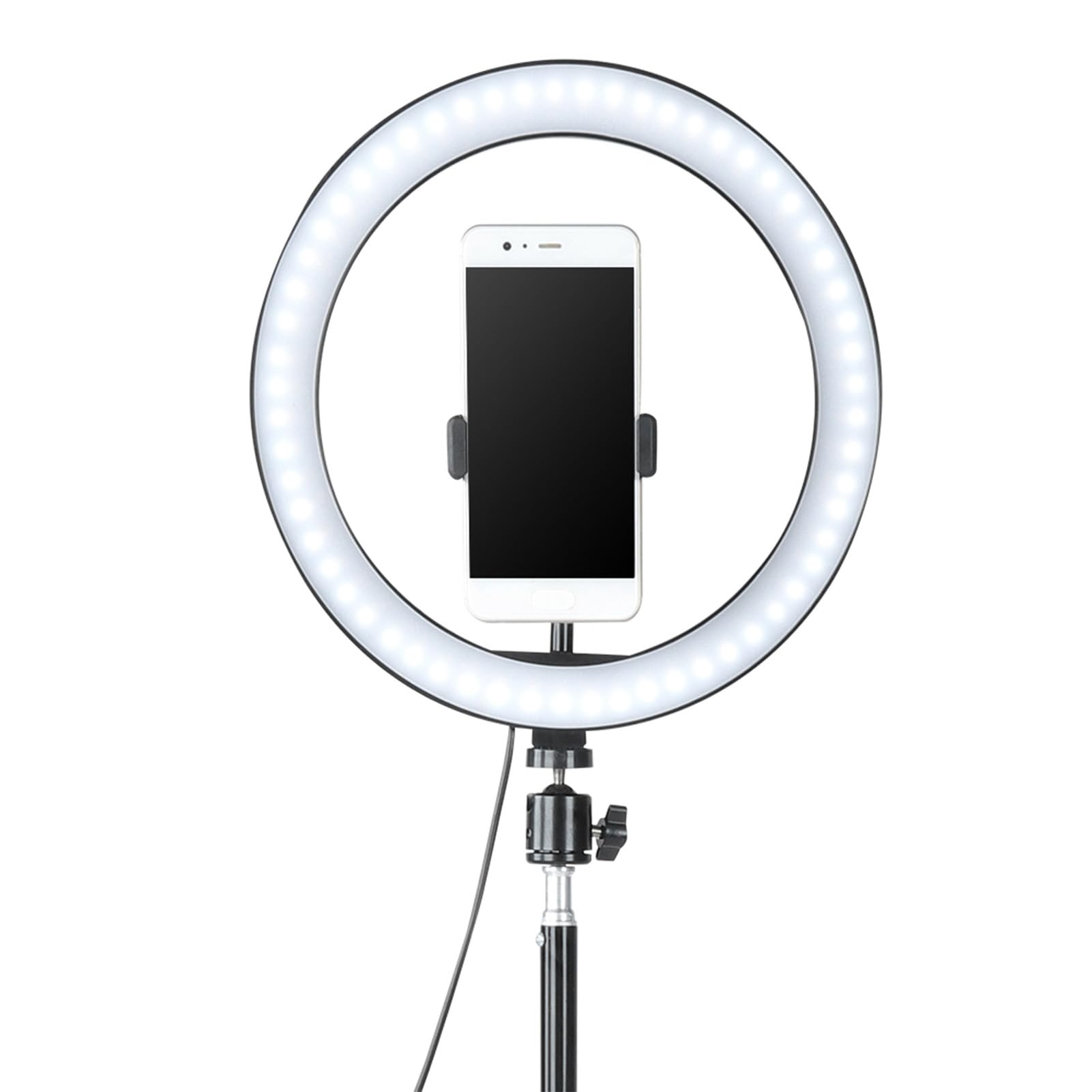 Set Luce LED Circolare Dimmabile con Treppiede, Luce Anulare Regolabile | 3 modalità colore, Luminosità regolabile, Include clip per telefono, Alimentazione USB, Treppiede leggero