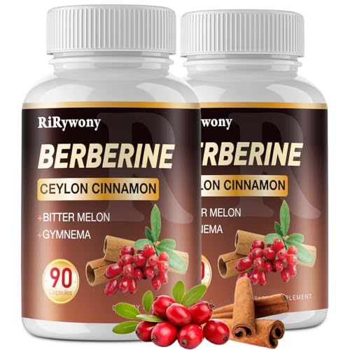 Berberine Supplement, Berberine with Ceylon Cinnamon Bitter Melon and Gymnama - 1500 MG Berberine HCL for Gut Health, 2 Pack 180 Capsules Berberine Supplement, Berberine with Ceylon Cinnamon Bitter Melon and Gymnama - 1500 MG Berberine HCL for Gut Health, 2 Pack 180 Capsules