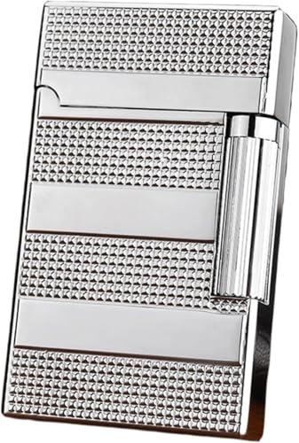 Retro Butane Lighter, Metal Flip Soft Flame, Side Sliding Grinding Wheel Ignition, Open The Cover Loud Sound, Refillable Butane, Gift(Silver)