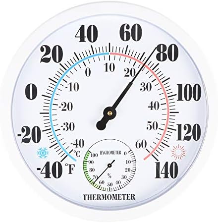 MUMTOP Indoor Outdoor Thermometer-Large Wall Thermometer - 10 inch Weather Thermometers and Hygrometer, No Battery is Required Wall-Mounted for Patio Home or Outside