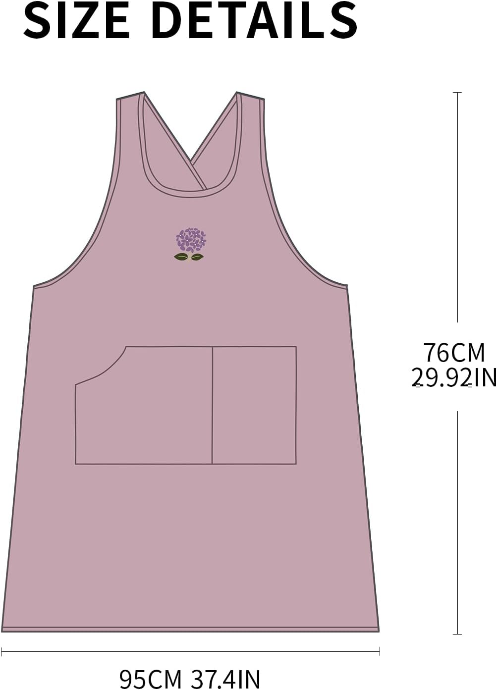 Welan Cotton Linen Apron for Women with Pockets, Cross Back No Tie Pinafore for Kitchen Cooking Garden (3 Colors) - Image 2