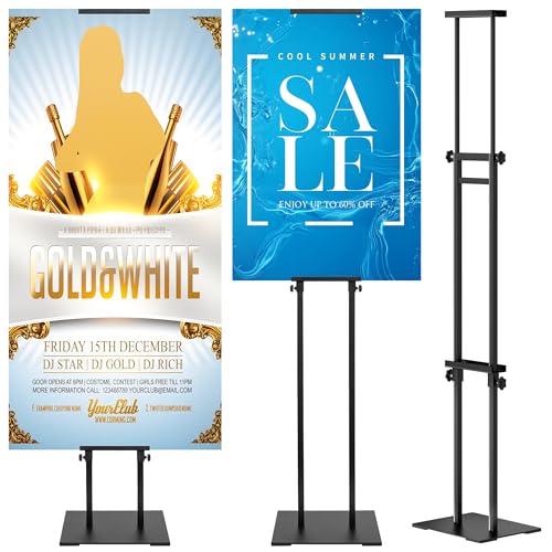 VAIIGO Rack de exhibición de tablero KT, Marco de cartel publicitario, Soporte de cartel de letrero de hierro, Altura ajustable (Black)