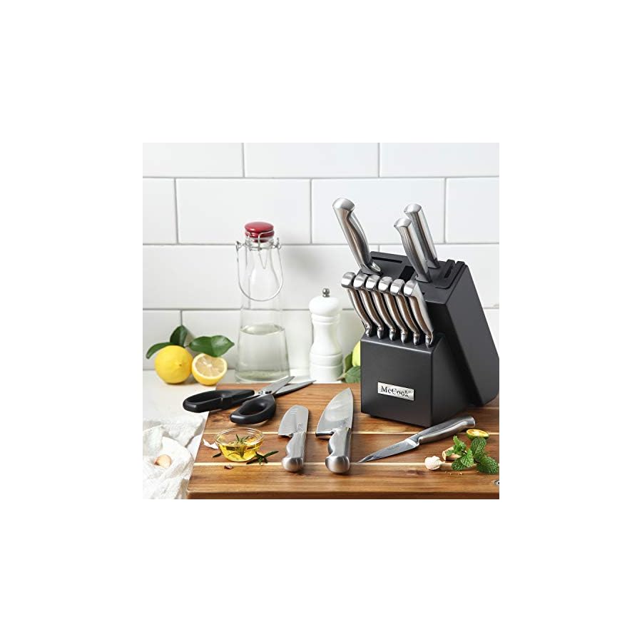 McCook-MC21-Knife-Sets15-Pieces-German-Stainless-Steel-Knife-Block-Sets-with-Built-in-Sharpener McCook® Knife Sets, German Stainless Steel Knife Block Sets with Built-in Sharpener