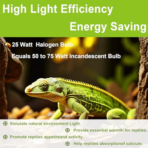 YEGRUEB UVB UVA Reptile Light Bulb 25W Bulb for Reptiles and Amphibians Tanks, Turtle Bearded Dragon Lizard Cages Frogs Heat Lamp Replacement Bulb, Pack of 6 - Thumbnail 3