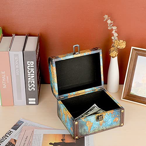 Elldoo Decorative Treasure Chest Box, Wooden + Pu Leather Storage Box For Jewelry Trinkets, Keepsakes Box For Girls Women Gifts (Green Map Pattern) #TOP7