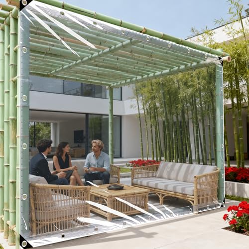 Lona impermeable transparente resistente para exterior con protección anti heladas 2