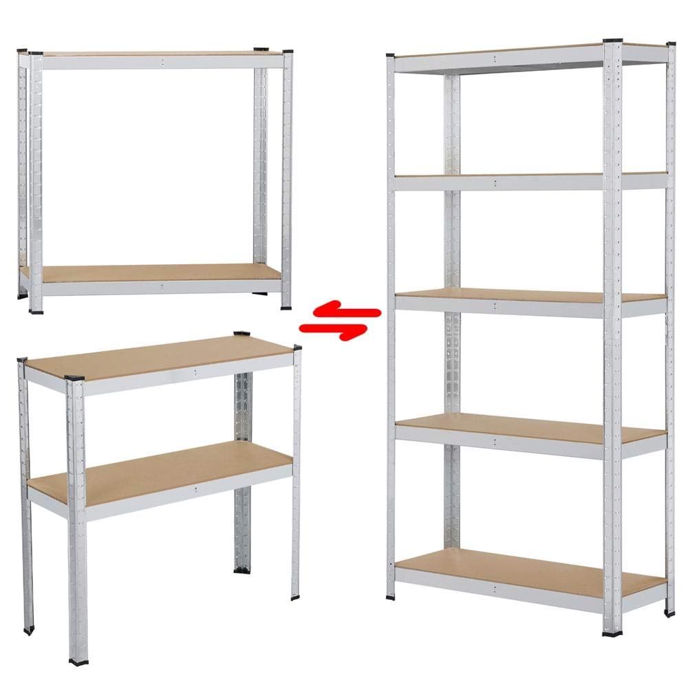 Yaheetech 2X Lagerregal 180x 90 x 30 cm, Schwerlastregal 5 MDF-Platten, Kellerregal 875kg, Steckregal Werkstattregal verstellbare Regalböden