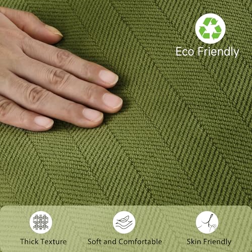 ZWJD Olive Green Pillow Covers 16x16 Set of 2 Chenille Throw Pillow Covers with Elegant Design Soft and Luxurious Decorative Throw Pillows for Couch, Bed, and Home Decor