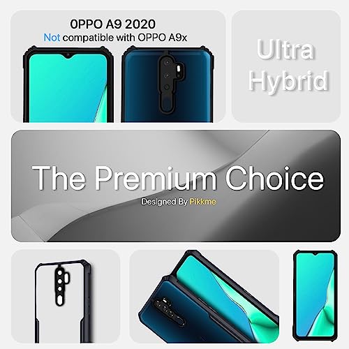 Image of Outlouders Back Cover for Oppo A5 2020 / A9 2020 | Ultra Hybrid Transparent | Full Camera Protection | Raised Edge | Crystal Clear Bumper Case (Black)