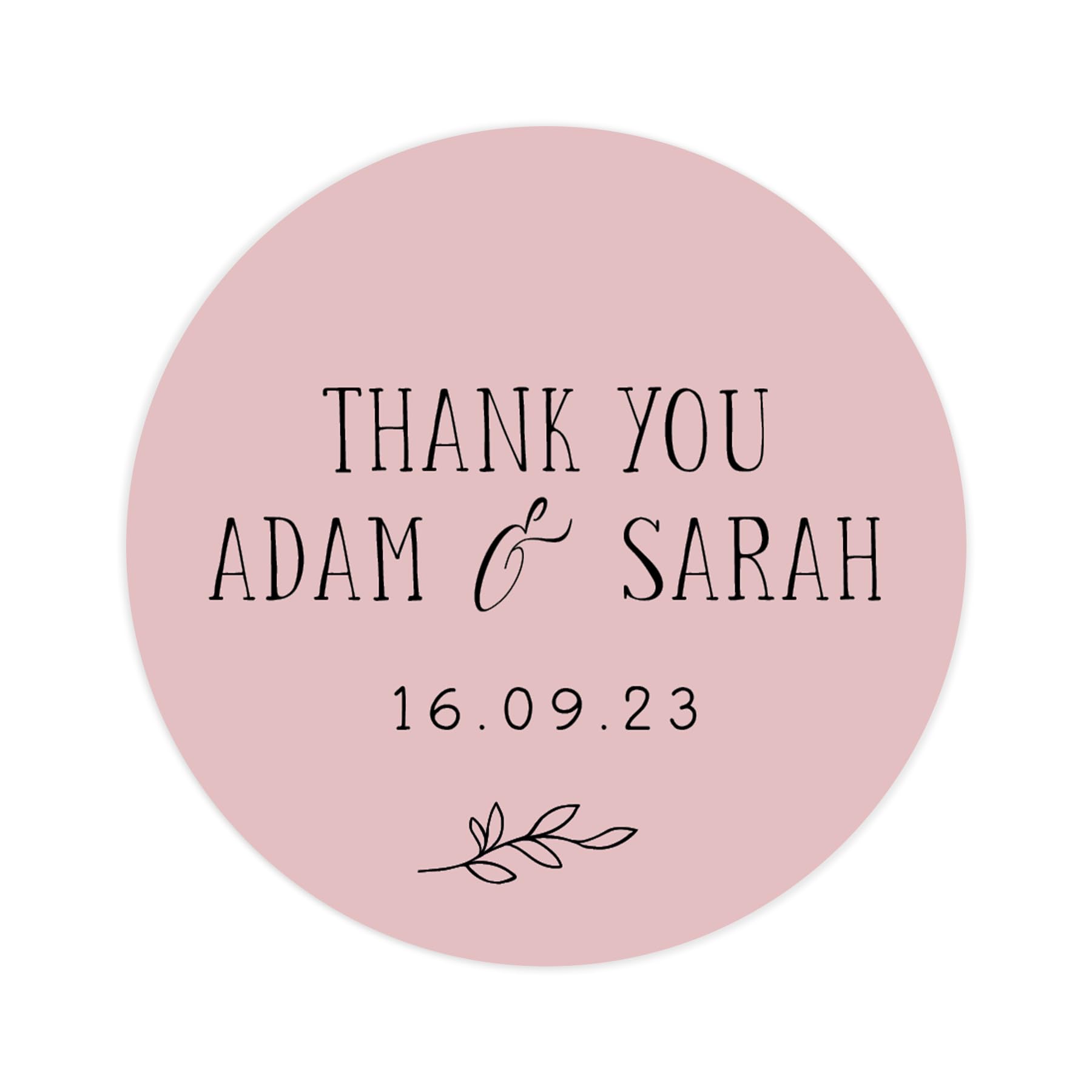 Personalised wedding stickers | thank you wedding labels | 12 colours - favor sticker thanks | wedding favors thank you stickers | 35 round stickers (Pink)