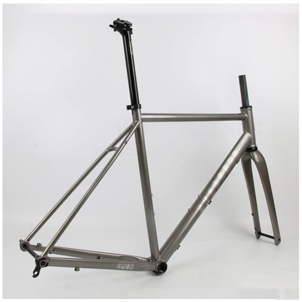 HIMALO Steel Road Bike Frameset Disc Brake 100mm/142mm Thru Axle Frame + Carbon Fork 44/47/50/53/56CM Internal Routing Frame Set(B,53cm)