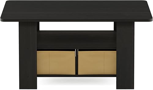 Miniatura 19 de Furinno 11158DBR/BK - Mesa de centro con almacenaje Columbia Nogal/Marrón Oscuro,Americano/Marrón Medio,Roble francés gris/negro.,Ámbar