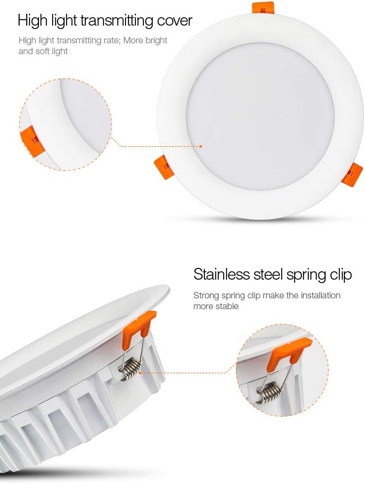 LGIDTECH FUT065 Miboxer 18W LED Recessed Downlight RGB+CCT Color Changing,2700K-6500K Color Temperature Adjustable.Memory Function.Smartphone APP Control via WL-Box2 Gateway(Sold Separately)