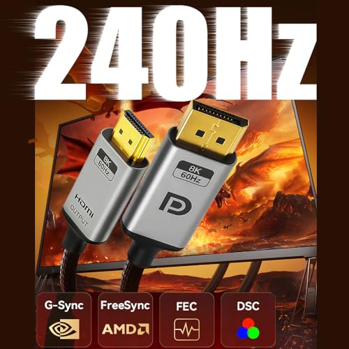 Câble USB C vers HDMI 2.1 anti interférence 4K 144Hz pour le gaming fluide