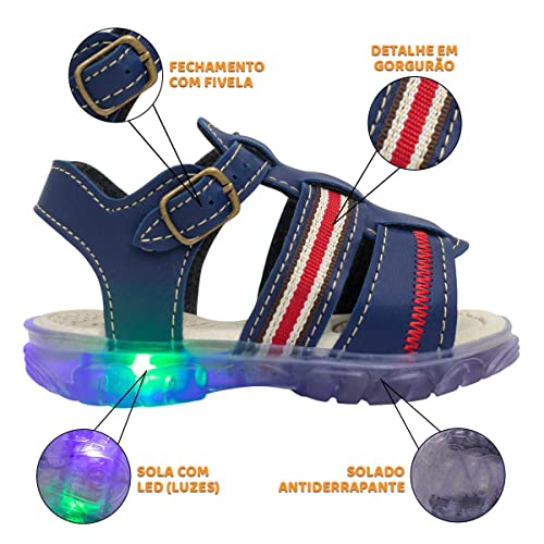 Sandalia Papete Masculina Infantil Menino Nº 20 Ao 26 Moda Led 15.06i (Marinho, br_footwear_size_sys