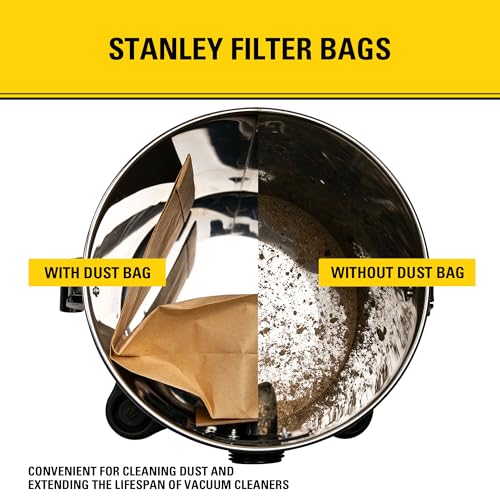 Image of 3 Pack STANLEY Disposable Filter Bag 25-1228, for 1-3.5 Gallon Wet /Dry Vacuum, Dust Bag Compatible with STANLEY SL18136