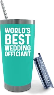 World's Best Wedding Officiant Tumbler 20 oz Tumbler with Lid and Straw Insulated Tumbler Stainless Steel Tumblers