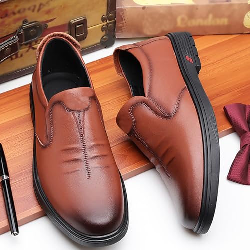 Men's Premium Cowhide Leather Slip-On Shoes Anti-Slip Casual Lightweight Breathable for Walking, Travel, Office4
