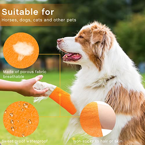 18 Pack Vet Wrap Self Adhesive Bandage Wrap Breathable Cohesive Bandage Wrap Rolls Waterproof Elastic Self Adherent Tape For Horses Athletic Wrist First Aid, 4 Inches By 5 Yards #TOP6
