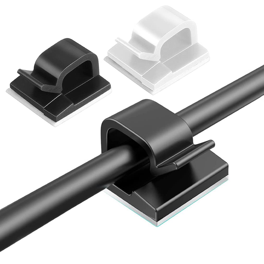 Clip Fermacavi Adesive - 50 Pezzi Di Clip Organizzacavi Autoadesive Per Gestione Cavi Su Scrivania, Parete O Auto - Foto 4